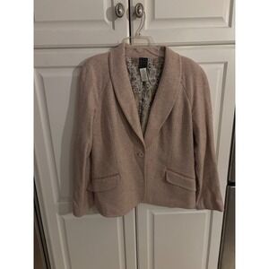 Due Per Due Wool Silk Blend Blazer Jacket Pink Shawl Collar Size16 Floral Lining